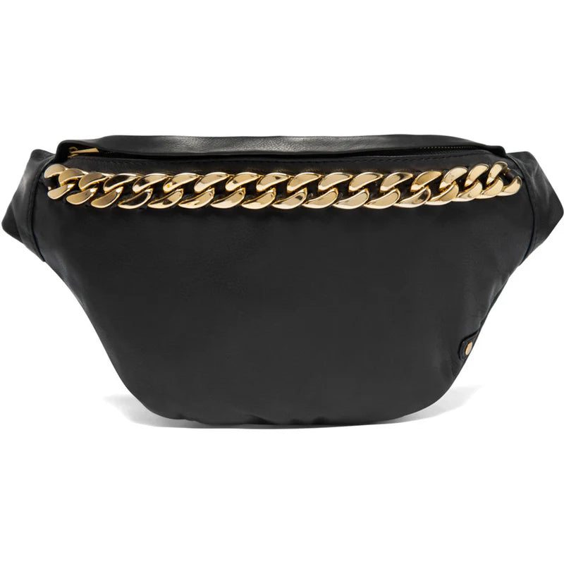 DEPECHE Leather bumbag with chain detail on front