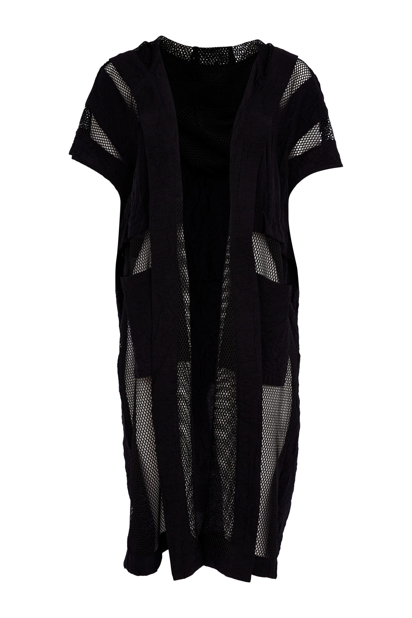 NAYA Long Line Hooded Jacket With Mesh Insets