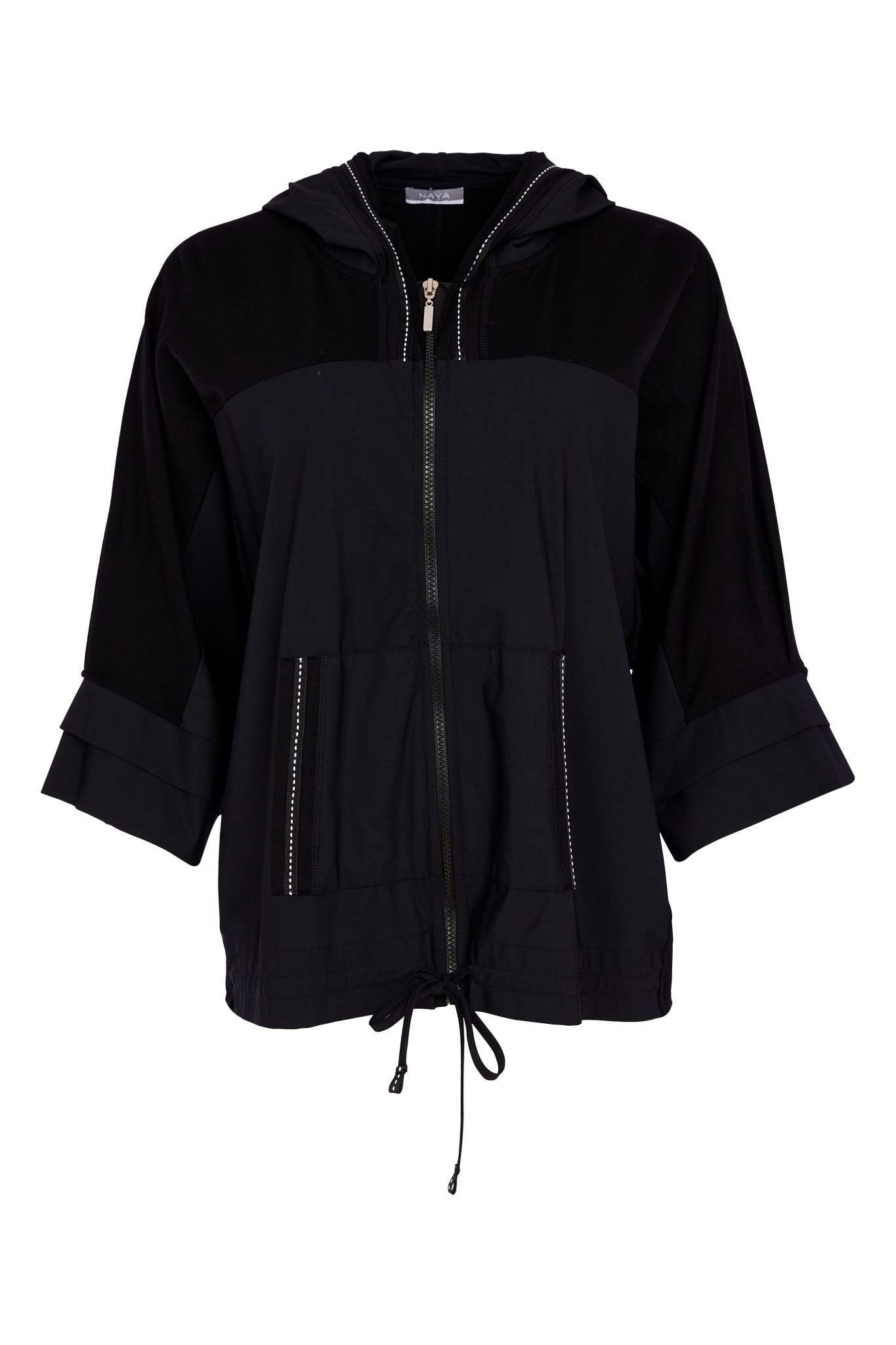 NAYA Drawstring Hem Zip Jacket With Contrast Front Section With Pocket