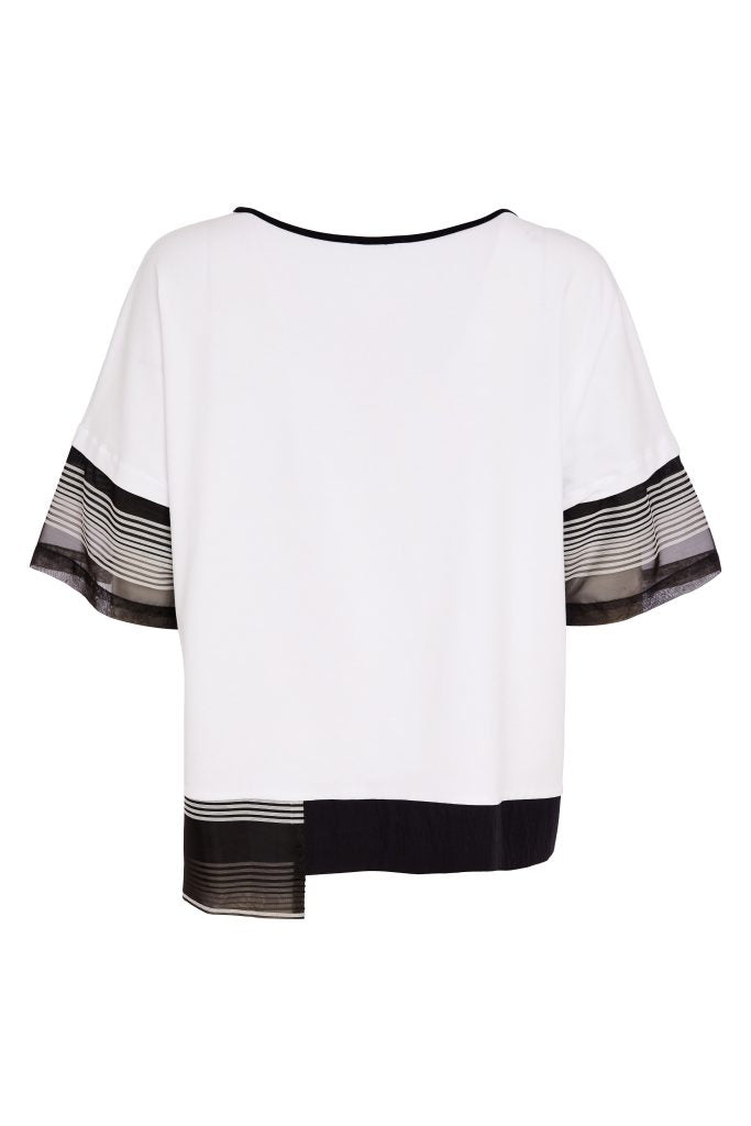 NAYA Placement Print Top With Stripe Hem Panel And Cuff