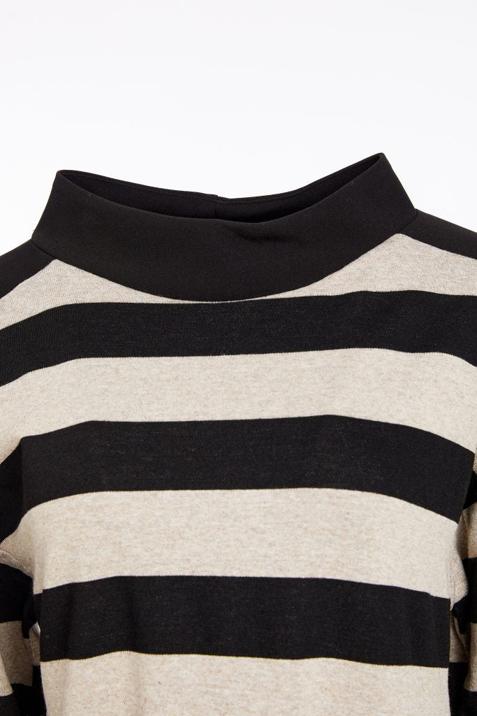 NAYA High neck stripped top with contrast sections and pocket