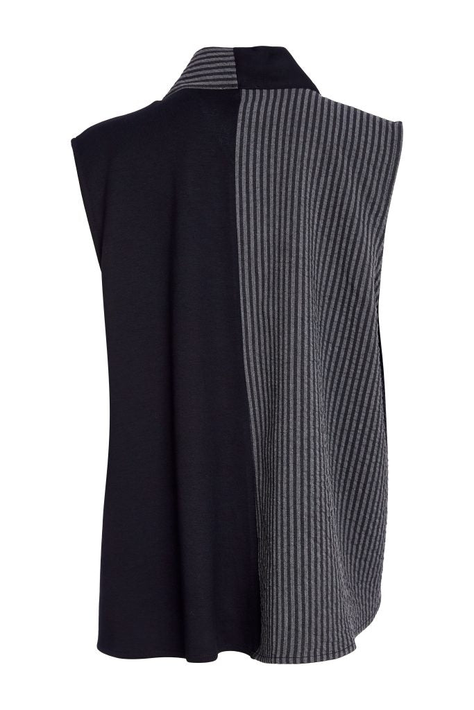 NAYA Stripped angled waistcoat with contrast panels and button closing
