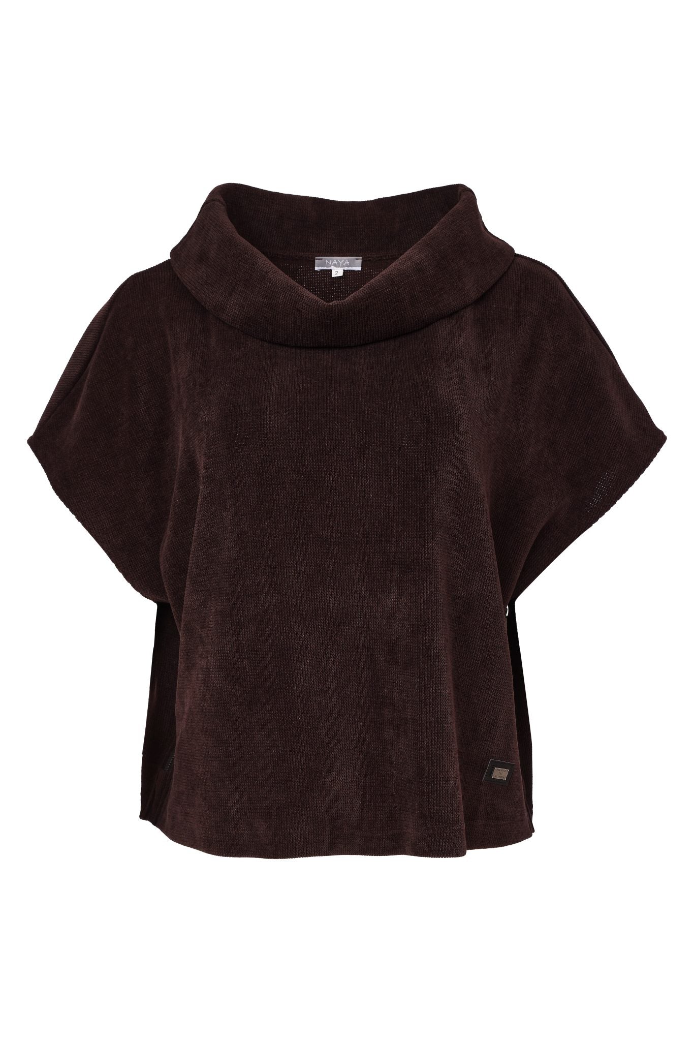 NAYA Soft Ribbed Cowl Neck Top With Zip In Side Seam