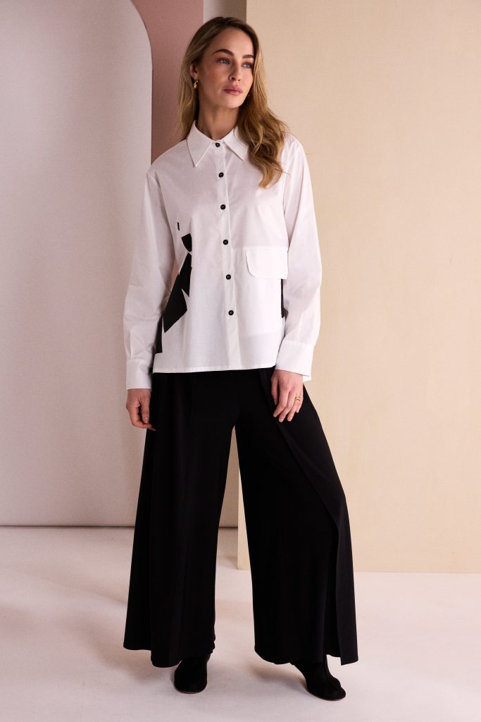 NAYA Placement Print Shirt With Contrast Trim