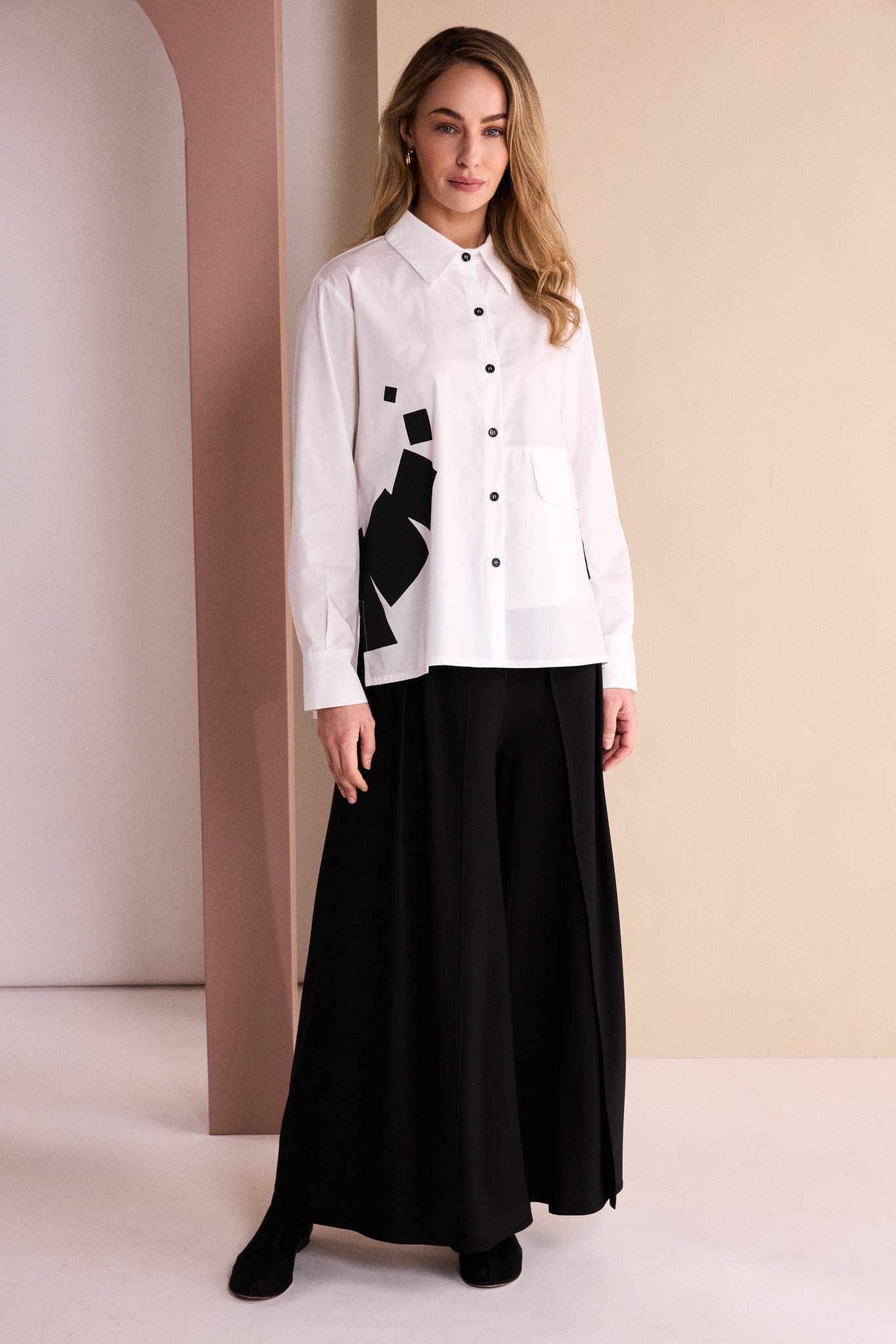 NAYA Placement Print Shirt With Contrast Trim