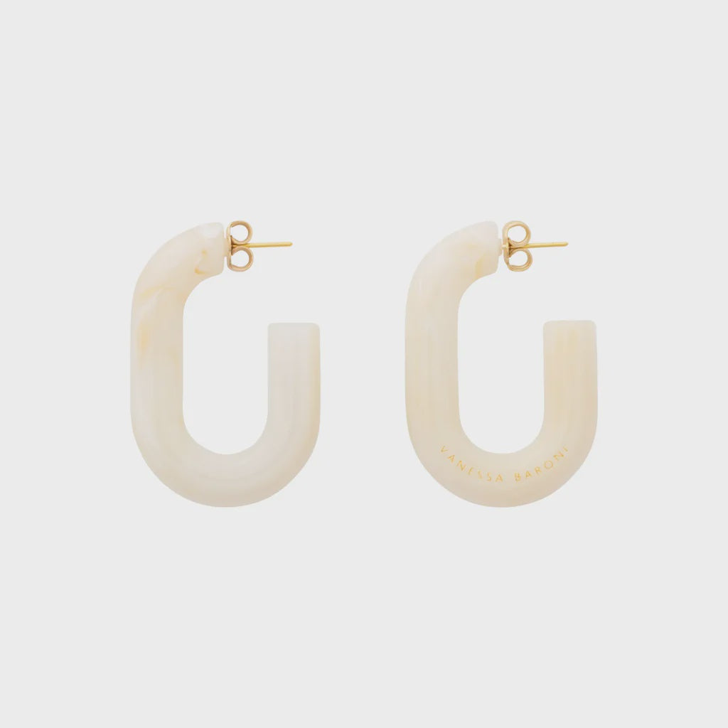 Vanessa Baroni Oval Earring pearl marble