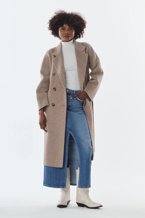 Giovanni Pairs OLIVE - Blended wool and cashmere coat
