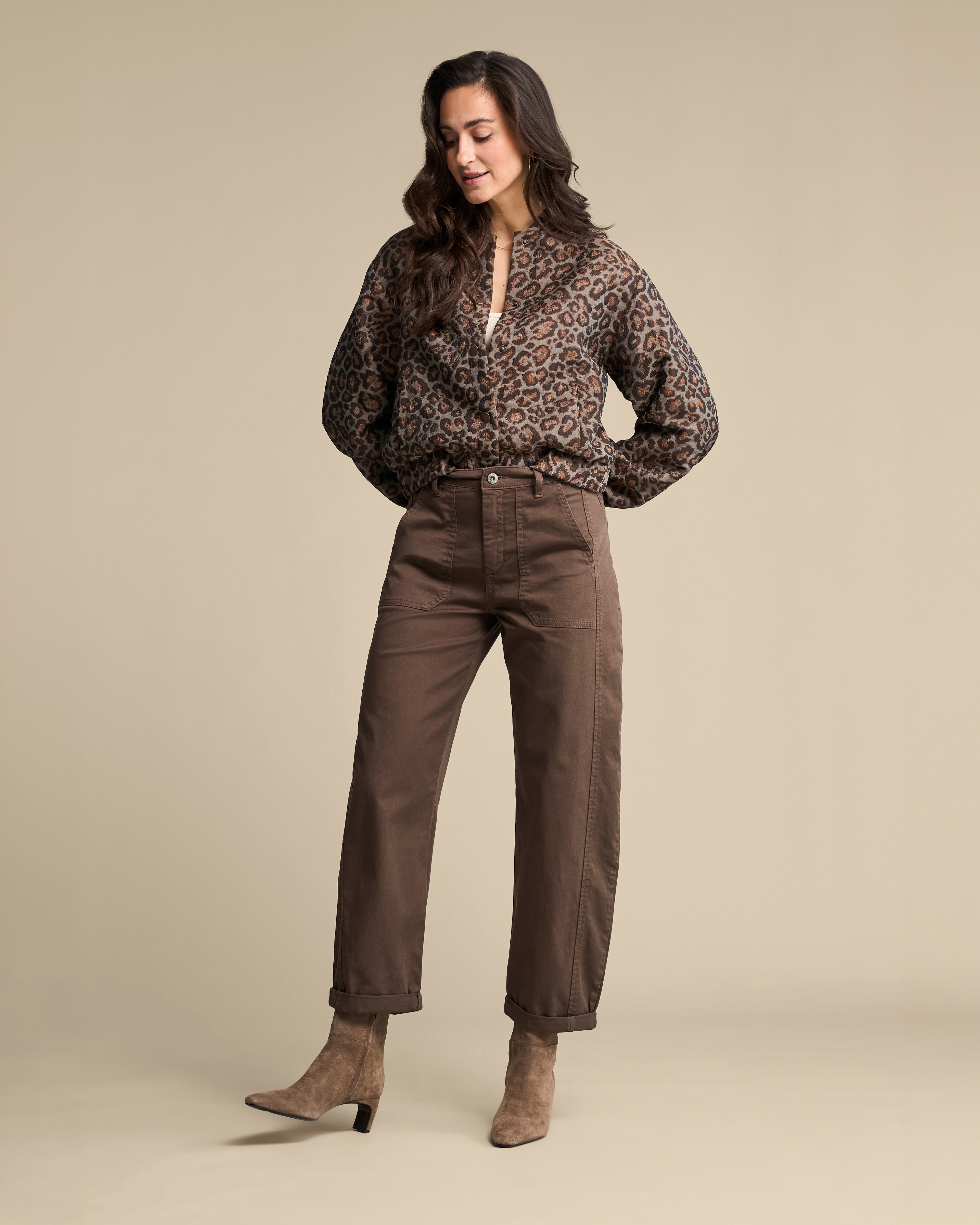 Red Button Bomber jacquard lurex grey brown