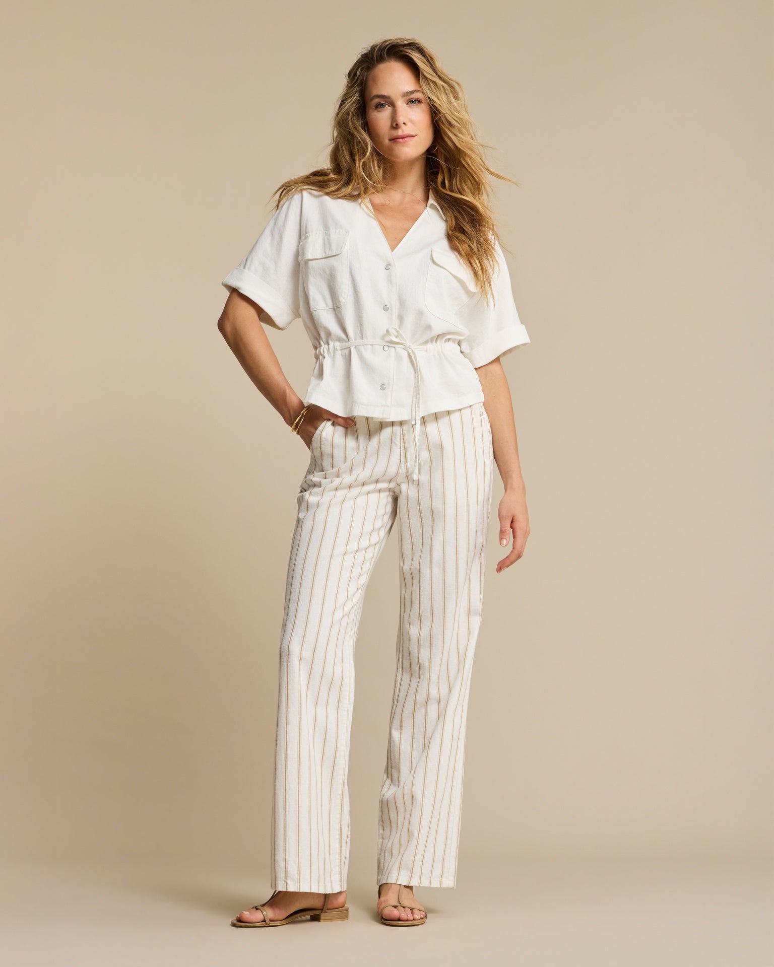 Red Button Drew Drawstring Linen/Co