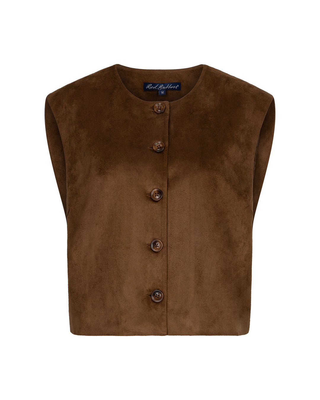 Red Button Waistcoat suedine praline