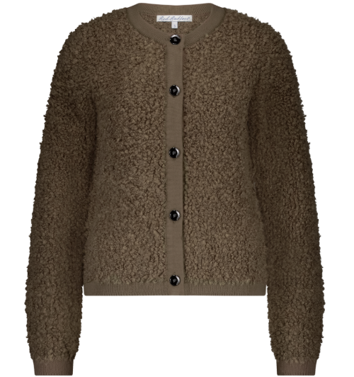 Red Button Jacket Knit Boucle