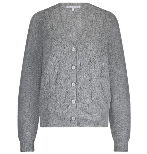 Red Button Cardigan Ajour