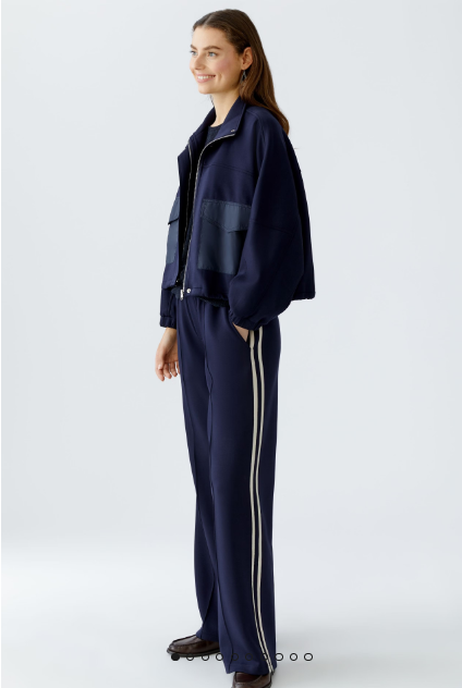 OUI Slip pants - dark blue white