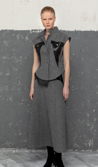 KAMEYA LONG SKIRT WITH LEATHER DETAIL