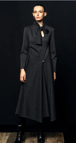 KAMEYA BOW NECK LONG DRESS