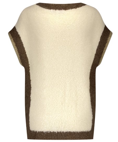 Red Button Sleeveless Contrast Rib