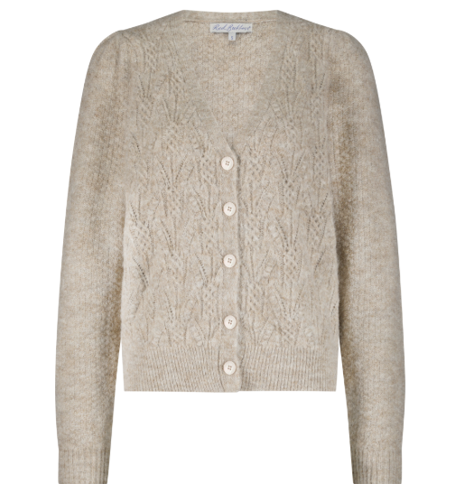 Red Button Cardigan Ajour