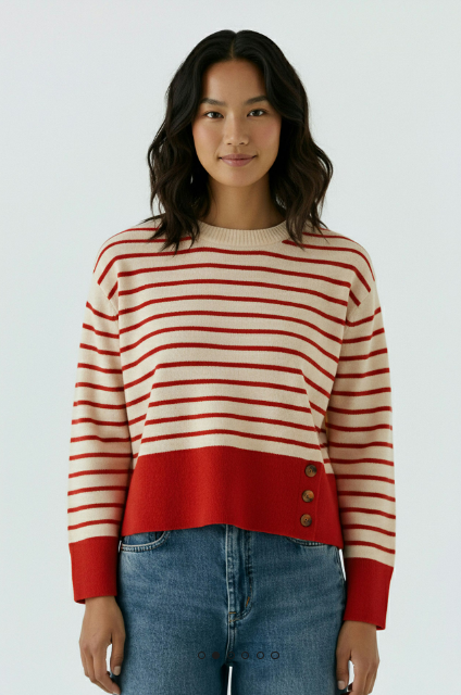 OUI Pullover white red