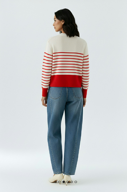 OUI Pullover white red