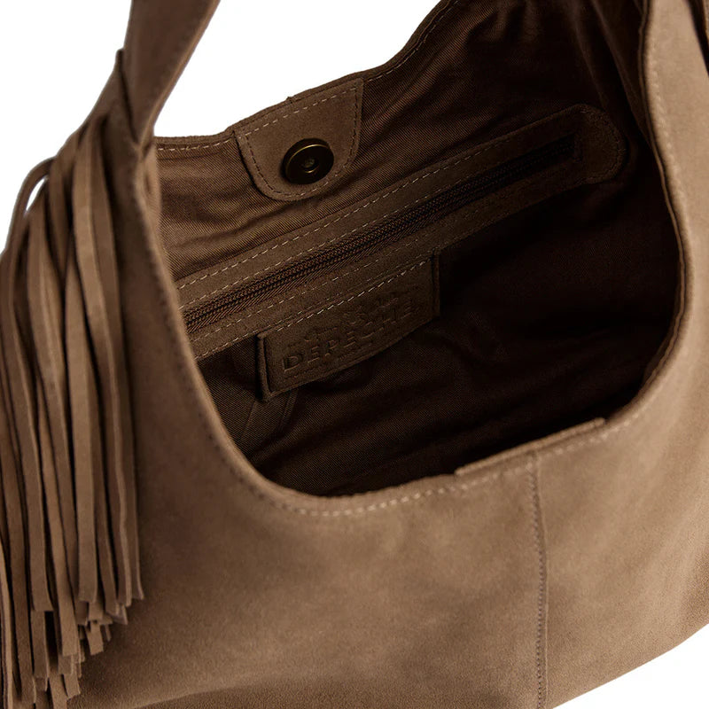 DEPECHE Suede shoulderbag with fringes