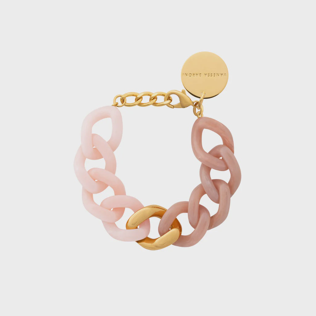 Vanessa Baroni Flat Chain Bracelet 2 color w gold blush marble - peach sorbet
