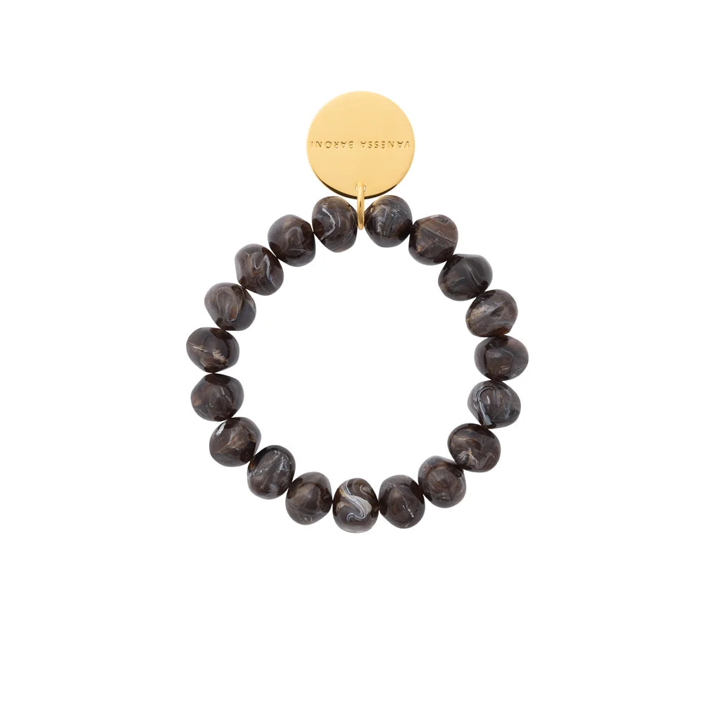 Vanessa Barroni Mini Stone Flex Bracelet dark brown marble