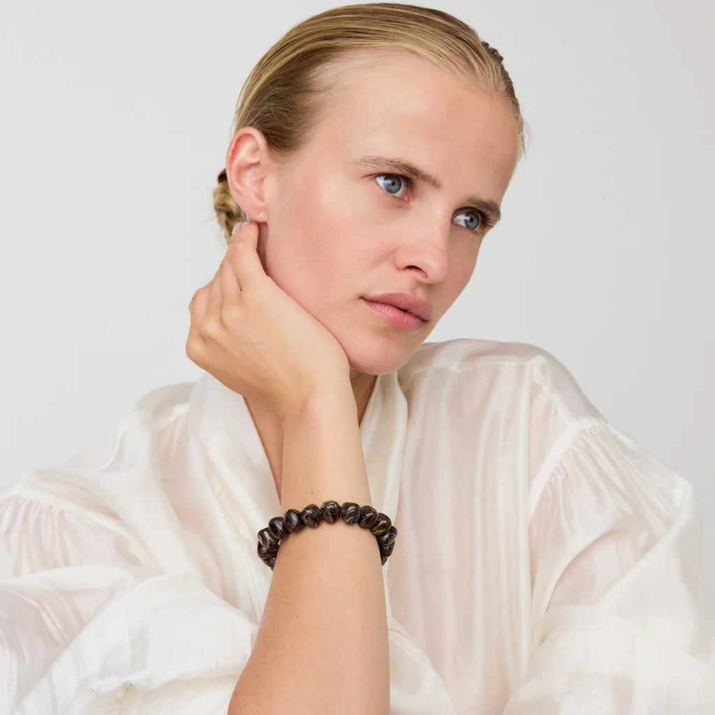 Vanessa Barroni Mini Stone Flex Bracelet dark brown marble
