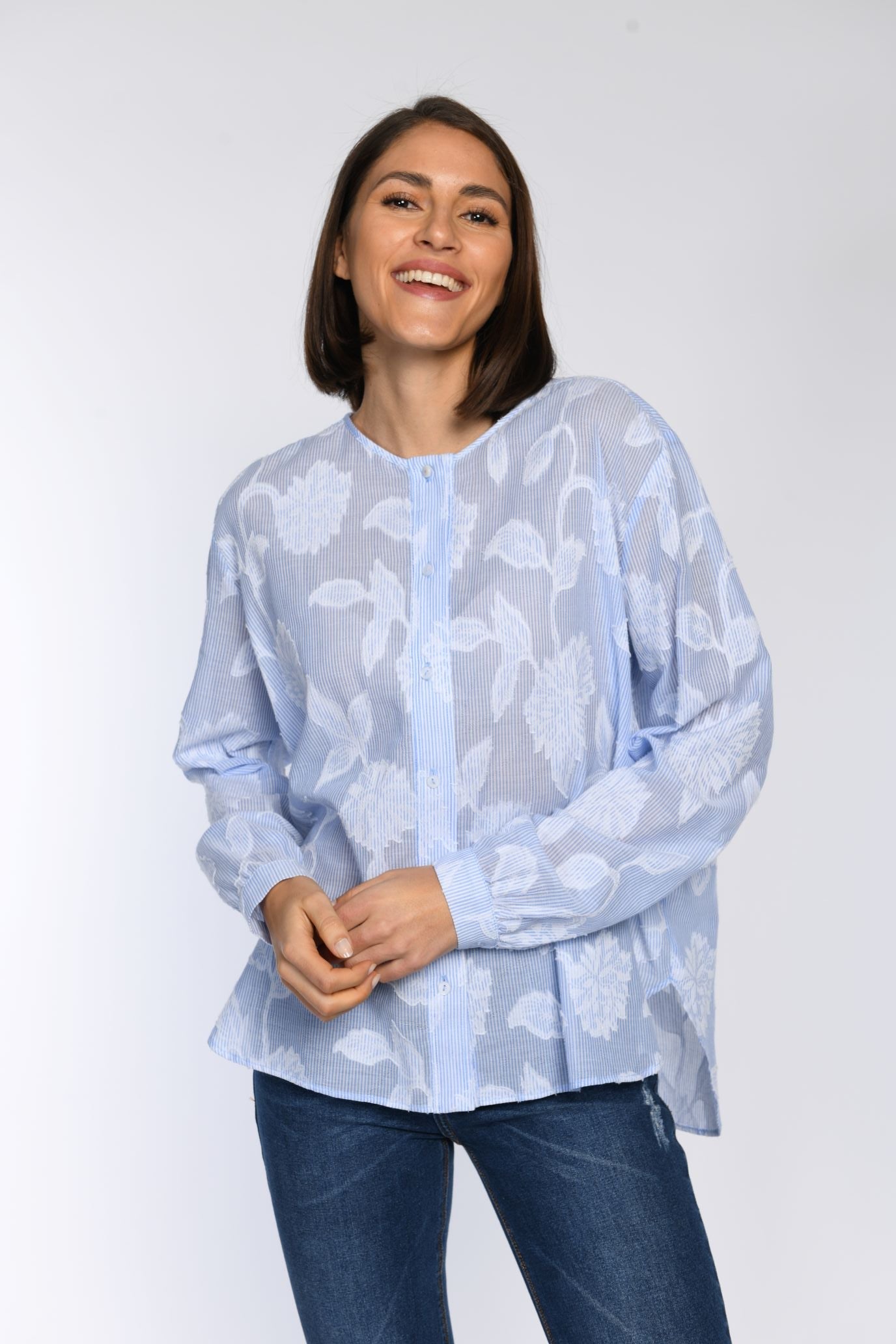 White Label Cotton blouse with fine stripe design