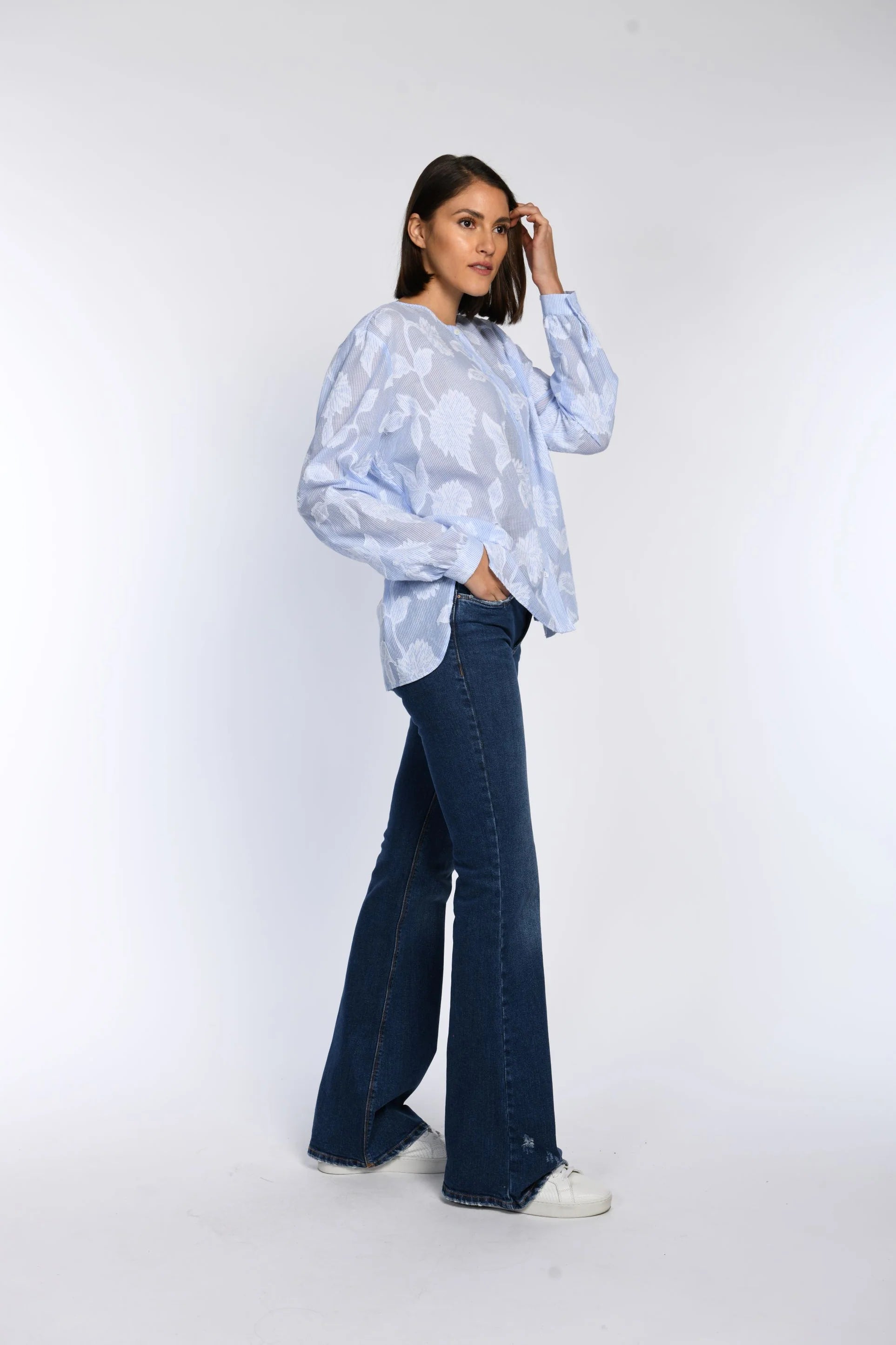 White Label Cotton blouse with fine stripe design