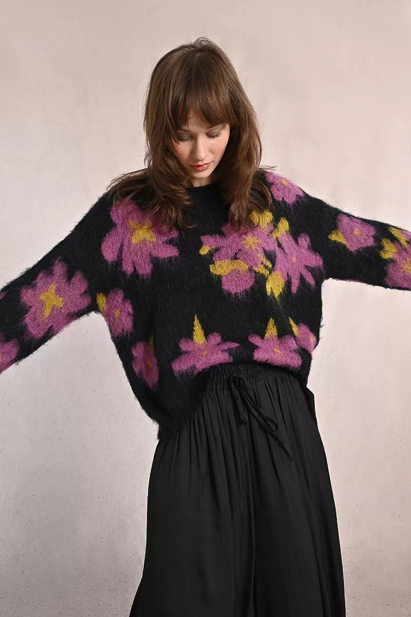 Molly Bracken Floral sweater in brushed knit