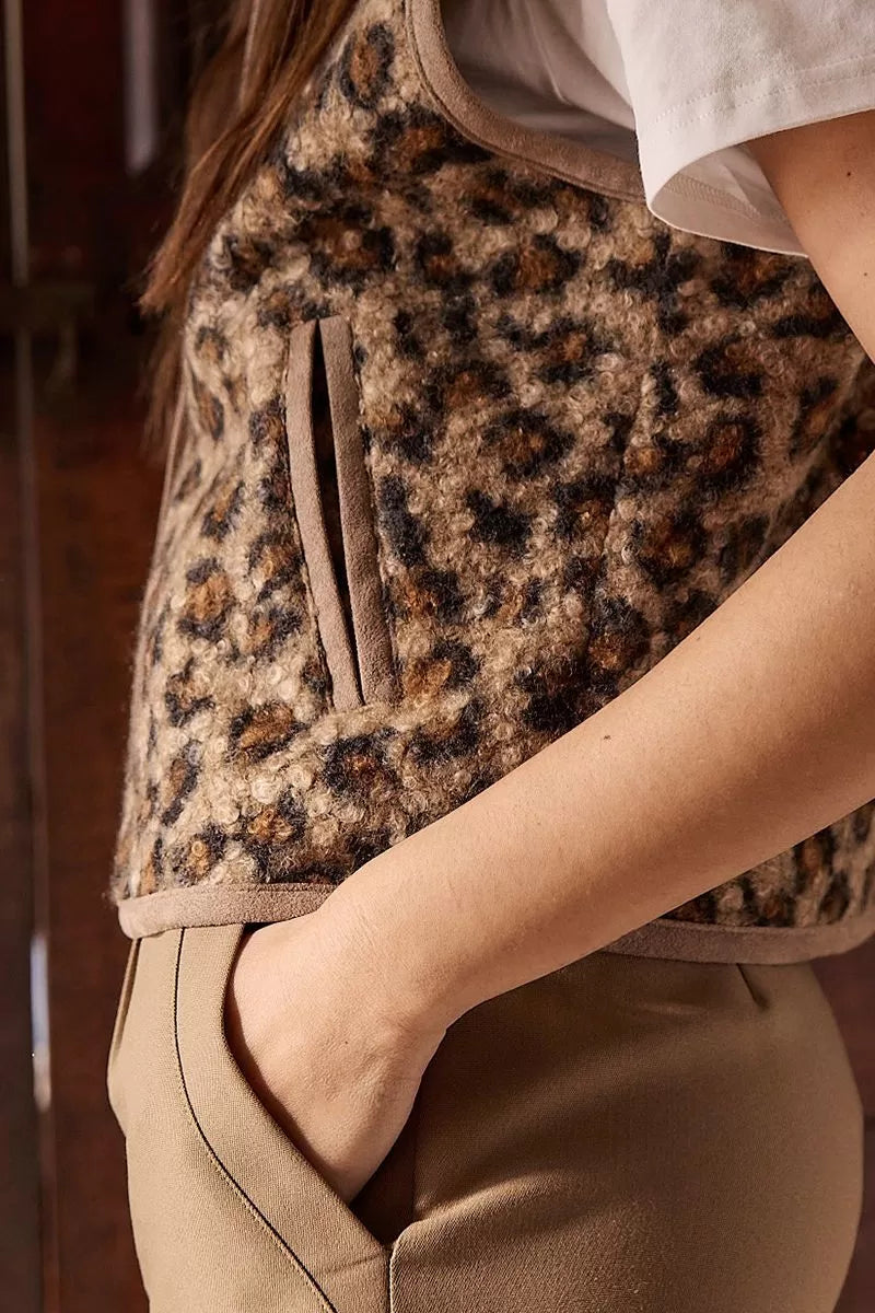Molly Bracken Fur-effect sleeveless jacket