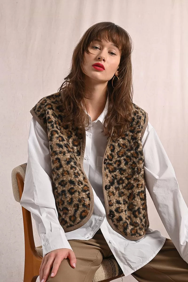 Molly Bracken Fur-effect sleeveless jacket