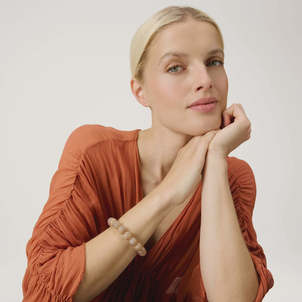 Vanessa Baroni Mni beads flex bracelet biancone marble