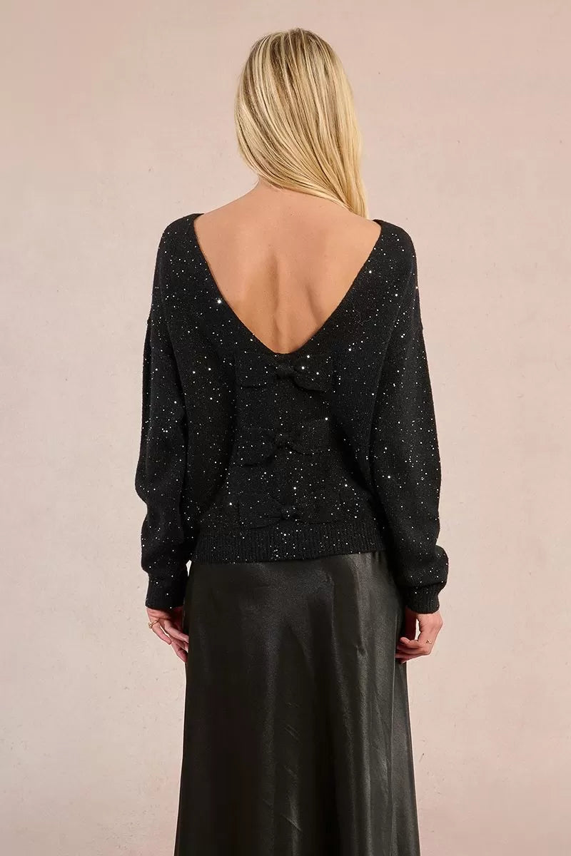 Molly Bracken Halter sweater with sequins