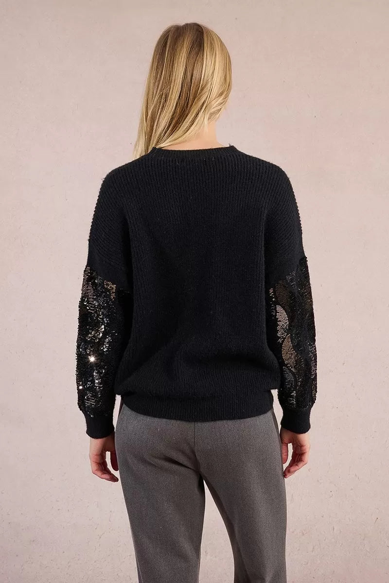 Molly Bracken Knitted sweater, sequin sleeve