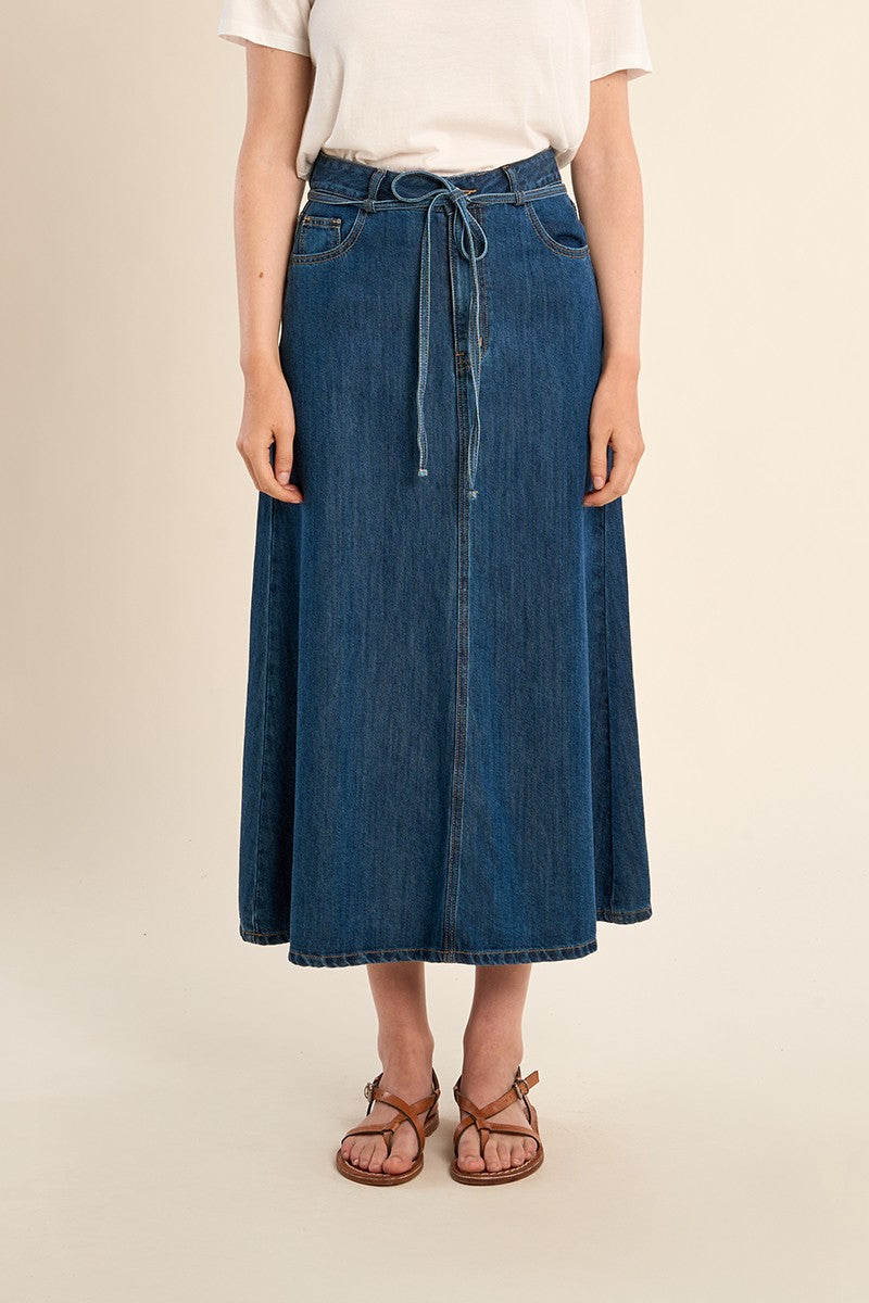 Molly Bracken Long denim skirt, knotted