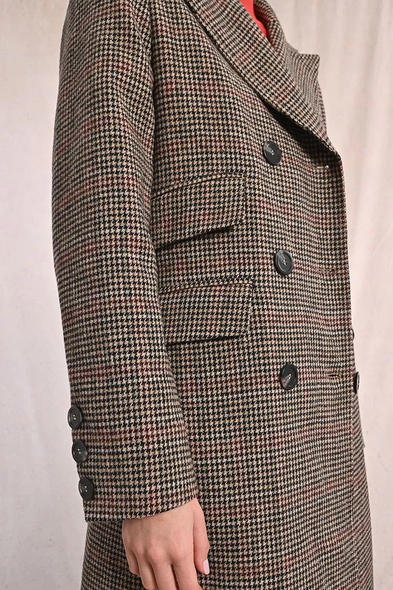 Molly Bracken Long houndstooth coat