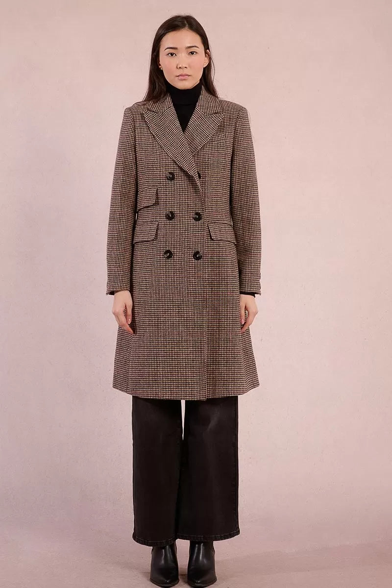Molly Bracken Long houndstooth coat