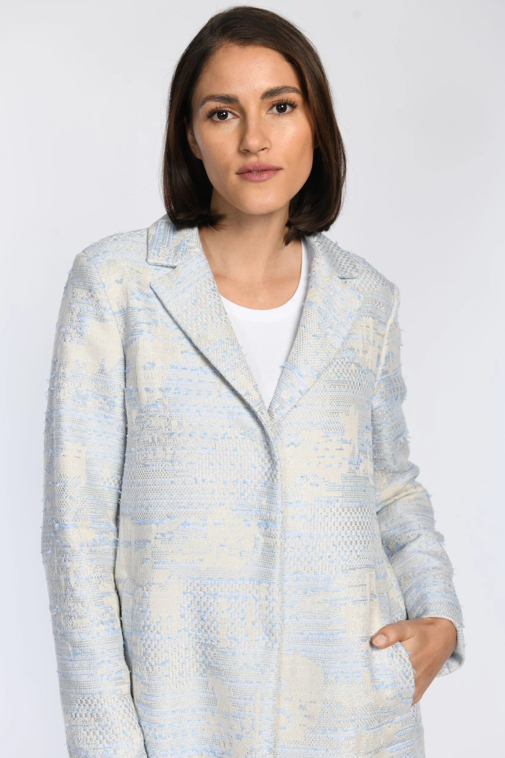 White Label Lightweight jacquard coat with lapel collar