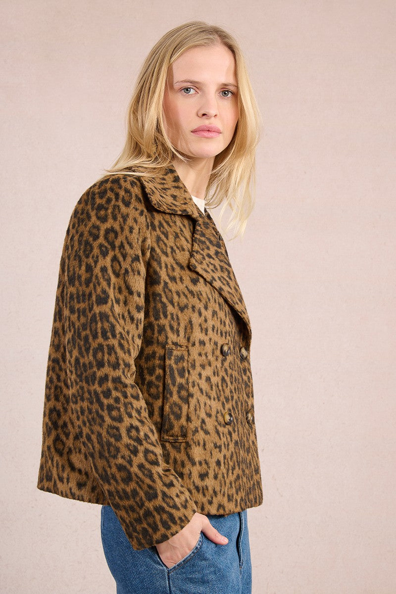Molly Bracken Overcoat coat, leopard print