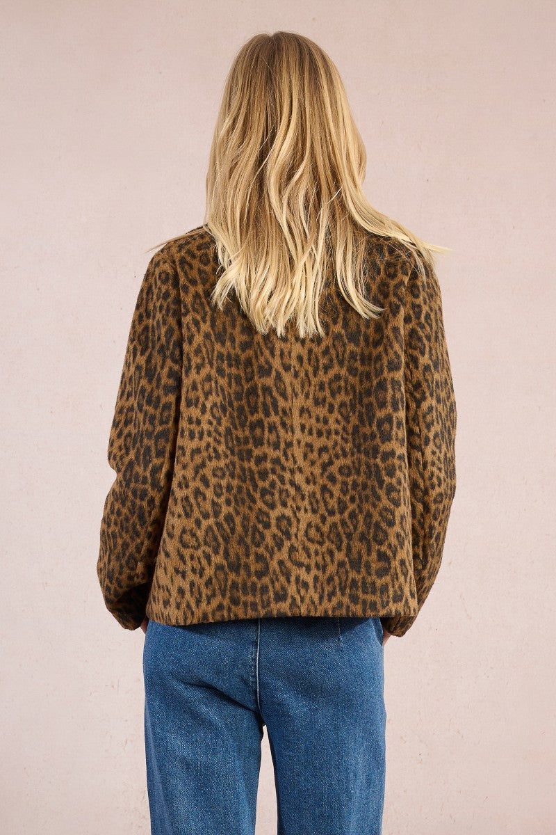 Molly Bracken Overcoat coat, leopard print