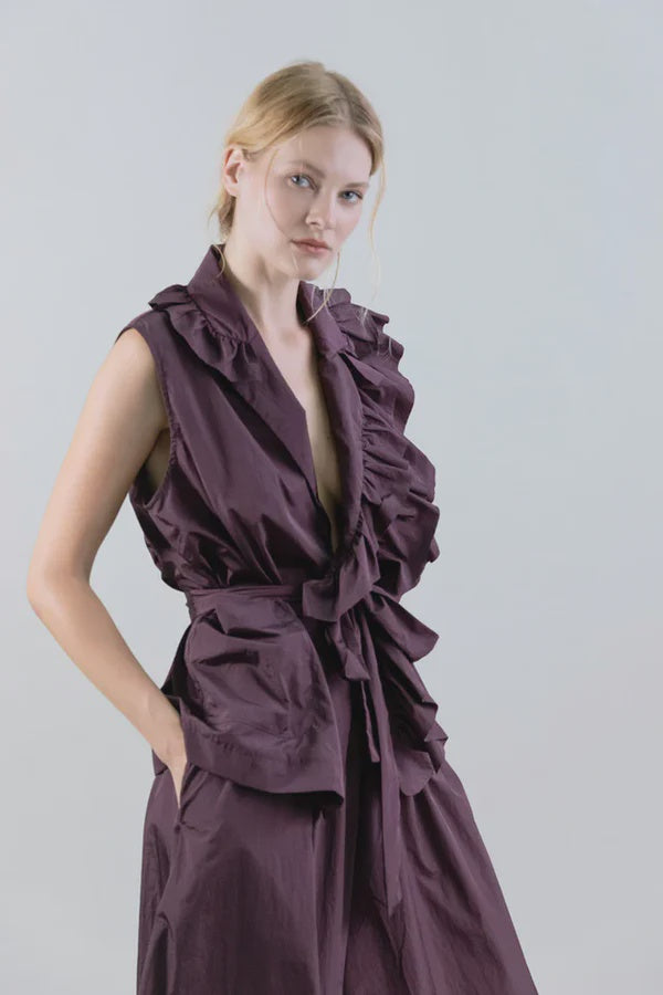 Psophia TAFFETA WRAP TOP WITH NOTCHED LAPELS