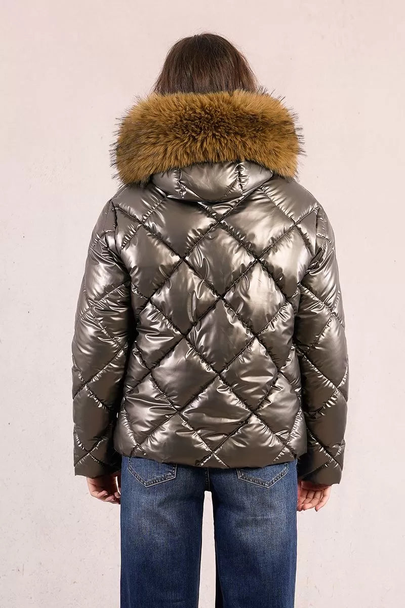 Molly Bracken Quilted and iridescent down jacket