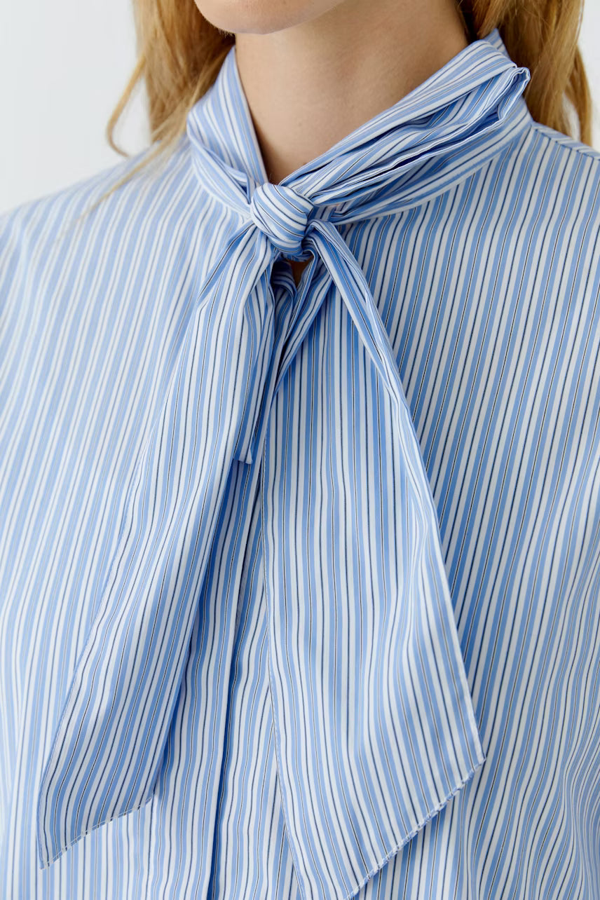OUI Bow blouse - blue white