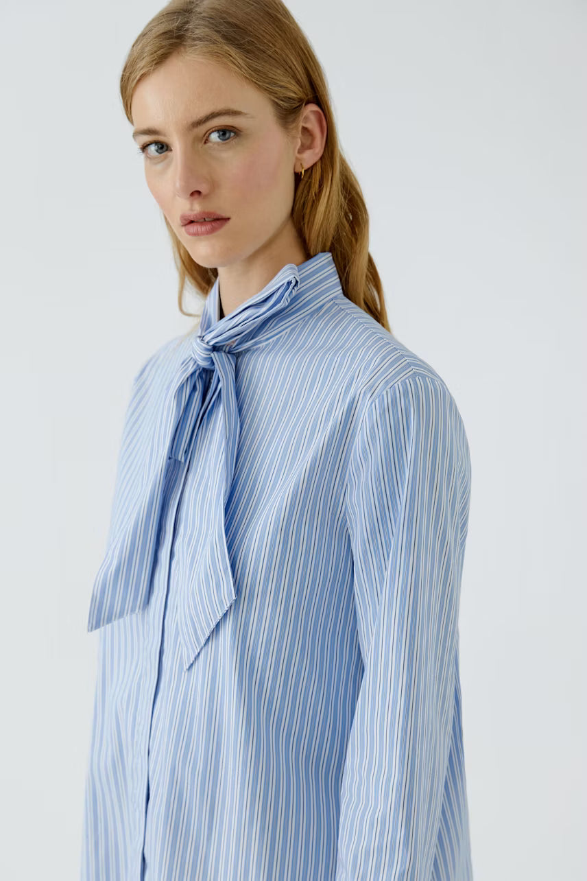 OUI Bow blouse - blue white