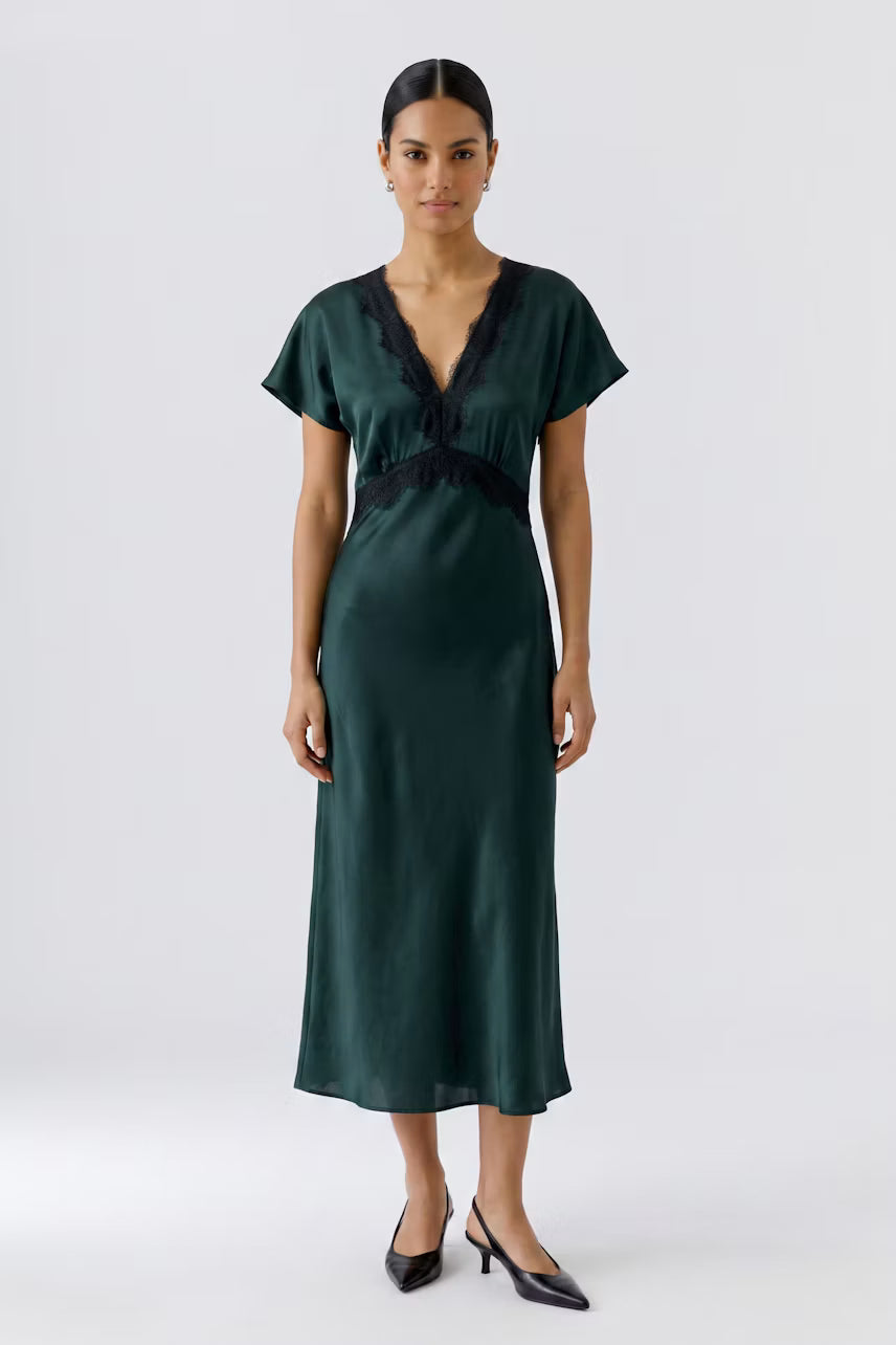 OUI Satin dress - scarab