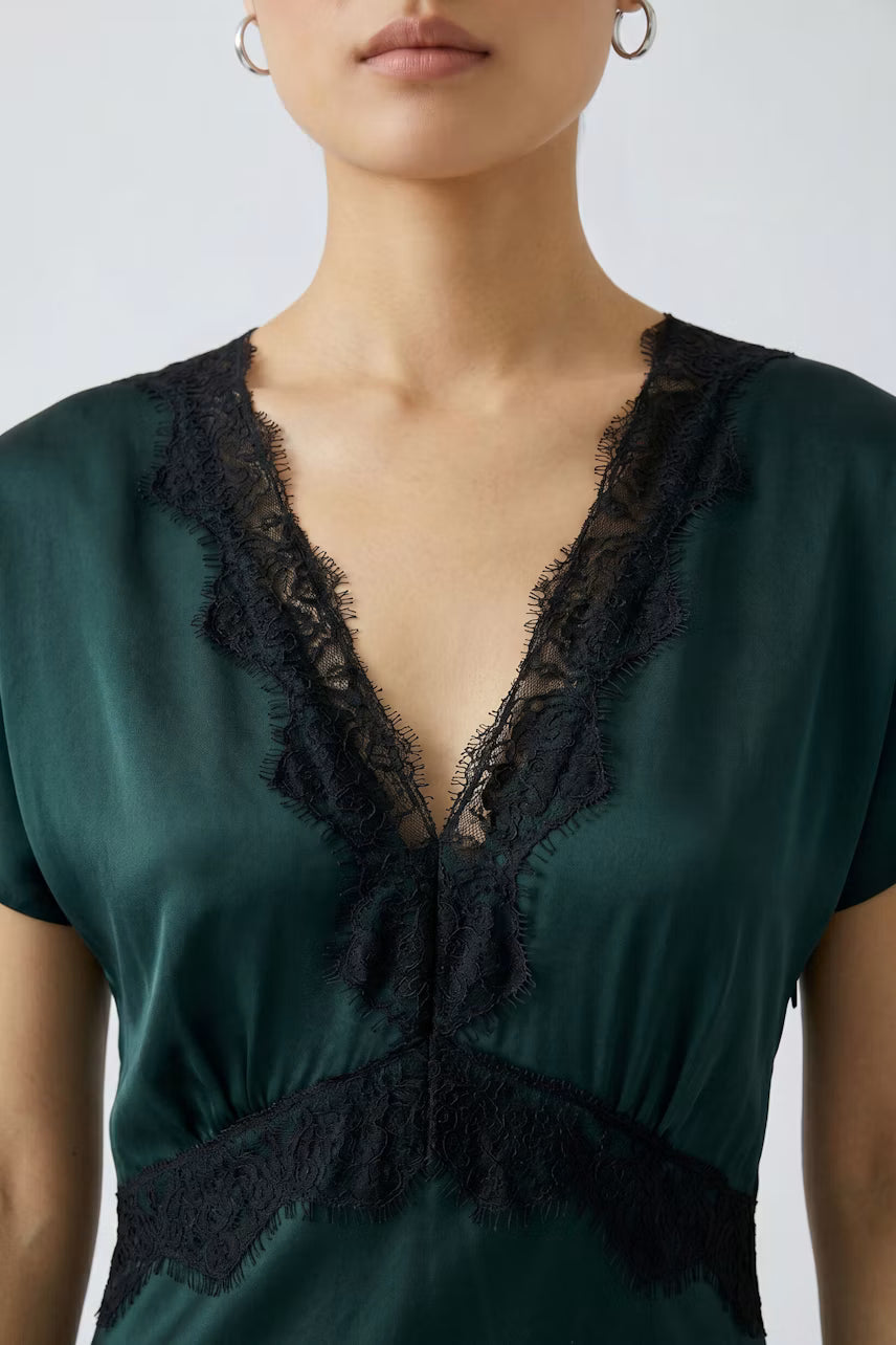OUI Satin dress - scarab