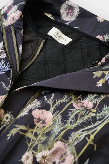 Psophia LONG NYLON TRENCH COAT WITH "DANDELION" PRINT