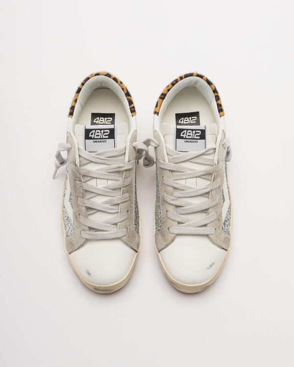 4B12 Suprime Bianco/Leopardo Trainers