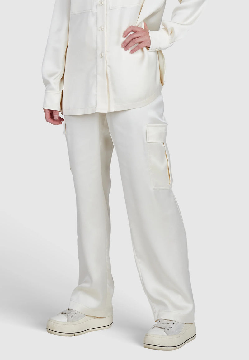 Marc Aurel Stretch satin cargo trouser